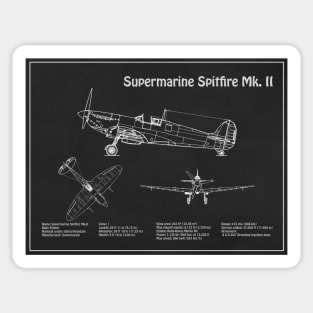 Supermarine Spitfire Mk. II - Airplane Blueprint - PD Sticker